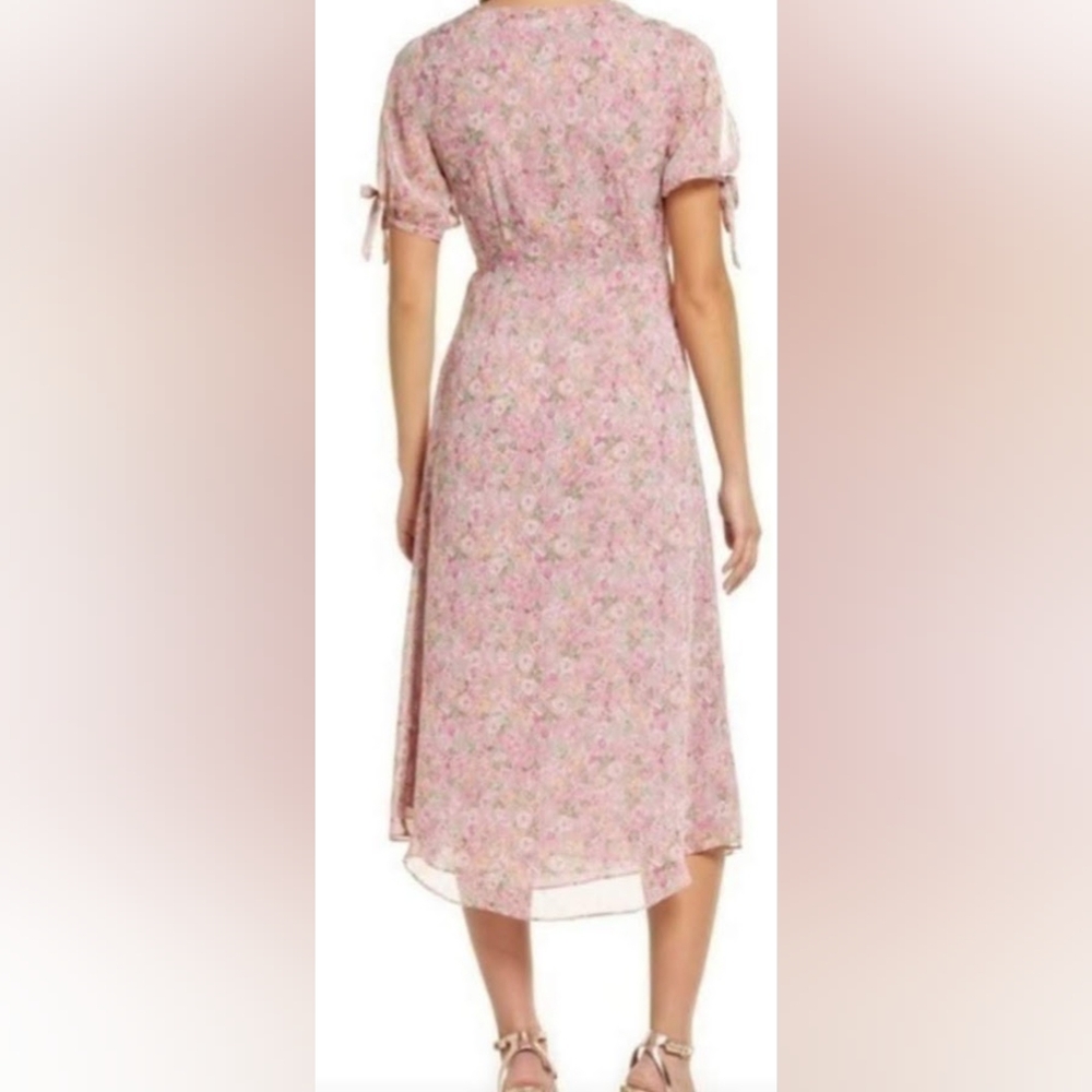 NWT!Floret Studios Ruffle Side Tie Floral Women's Midi Dress L(fits Like Medium) - Picture 3 of 16